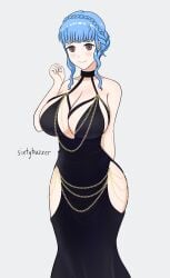 1girls alternate_costume blue_hair breasts center_opening cleavage female female_only fire_emblem fire_emblem:_three_houses large_breasts looking_at_viewer marianne_von_edmund nintendo revealing_clothes sideboob sixtybuzzer smile solo