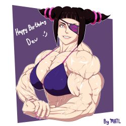 abs biceps bra breasts female hyper_muscles juri_han matl muscles muscular muscular_arms muscular_female pecs street_fighter veins veiny_muscles