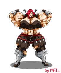 abs biceps breasts female hair league_of_legends matl muscles muscular muscular_arms muscular_female muscular_legs muscular_thighs pecs red_hair