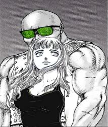 1boy 1boy1girl african_male afro bald bald_male before_sex berserk big_penis bigger_male blonde_hair bottomless clothed clothed_female clothed_male dark-skinned_male dark_skin donovan_(berserk) edit farnese female glasses grass grayscale imminent_rape imminent_sex interracial long_hair looking_at_another male meme monochrome muscular pale-skinned_female pale_skin size_difference smaller_female smile smiling smiling_at_partner