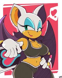 1girls anthro bat bat_humanoid bat_wings chiropteran curvy female green_eyes gym_clothes gym_shorts legendofnerd mobian_(species) rouge_the_bat smile solo sonic_(series) temptation_(hoverboard) white_hair wings