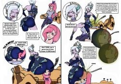 bullying facesitting fart fart_cloud farting_in_mouth femdom k/da_all_out_series league_of_legends ourcouncil riot_games riven seraphine_(league_of_legends) seraphine_indie spirit_blossom_riven spirit_blossom_series taunting text