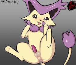 animal_genitalia animal_penis anus ass balls blush darkened_genitalia delcatty digital_media_(artwork) domestic_cat erection feet felid feline feline_genitalia feline_penis felis feral fur generation_3_pokemon genitals hi_res hindpaw looking_at_viewer lying male mammal nintendo on_back open_mouth paws penile_spines penis pokemon pokemon_(species) presenting puffy_anus rapistwerewolf simple_background smile soles solo tail