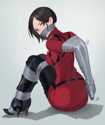 1girls ada_wong bondage duct_tape female female_only femsub fully_clothed hands_behind_back high_heels resident_evil sitting solo