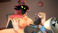 1boy 1girls cum cute female fempyro handheld handholding love male marksdv paizuri scout_(team_fortress_2) straight team_fortress_2 titfuck titjob