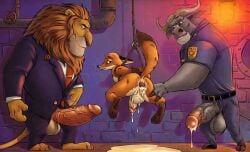 after_anal after_sex chief_bogo cum cum_drip cum_in_ass cum_inside furry furryrevolution gay leaking_anus leaking_cum leodore_lionheart nick_wilde zootopia