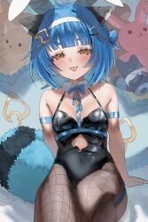 1girls blue_hair blush bunny_ear bunny_plush bunny_plushie bunnysuit byou448(artist) cat_plushie clothed clothing cosplay cute endless_(idol_corp) fake_animal_ears fake_ears fake_rabbit_ears fan_mascot_(vtuber) fandit_(poko) female female_focus female_only idol-en idol_corp key light-skinned_female light_skin looking_at_viewer plushie poko_rakun rabbit_hole_(cosplay) rabbit_hole_(deco*27/caststation) rabbit_hole_(vocaloid) raccoon raccoon_ears raccoon_girl raccoon_tail racoon_ears racoon_girl racoon_tail ribbon ribbon-trimmed_legwear shiny_clothes shiny_hair_ornament short_hair small_breasts solo squishy_thighs stomach_window thighs virtual_youtuber vtuber waifu_dispenser_(artist) yellow_eyes