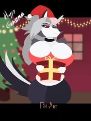 animated big_ass big_breasts breasts christmas fih-art furry furry_only loona_(helluva_boss) suggestive