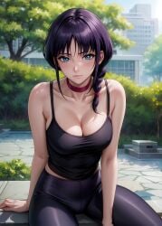 1girls 2d ai_generated aqua_eyes athletic athletic_female bare_shoulders belly big_breasts bleach bleach:_the_thousand-year_blood_war blue_eyes braid breasts chest choker cleavage curvy curvy_figure cute cute_face dark_hair detailed empty eyelashes female female_only fit fit_female focus fully_clothed high_quality kurotsuchi_nemu leggings legs light-skinned_female light_skin lips lipstick long_hair looking_at_viewer makeup mascara mature medium_breasts midriff naked navel nero100 pale-skinned_female pale_skin perky_breasts posing purple_hair seductive seductive_look shy skin_tight stable_diffusion tank_top thighs