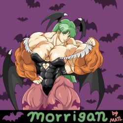 abs biceps breasts darkstalkers female green_hair hair long_hair matl morrigan_aensland muscles muscular muscular_arms muscular_female muscular_legs muscular_thighs pecs succubus