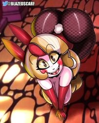 ass ass ass_up big_ass big_breasts big_butt blazedscarf breasts bunny_girl bunnysuit charlie_morningstar_(hazbin_hotel) demon demon_girl drooping_breasts fishnets hazbin_hotel on_knees thick thick_ass thick_thighs