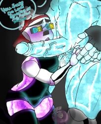 2boys 2d artist_request backwards_baseball_cap big_dick big_hands big_penis big_thighs dick english_text femboy fresh_sans gay greaser_sans humanoid male male_only monster_man sans sans_au sanscest skeleton submissive_male sunglasses talking text undertail undertale_(series) undertale_au virgin_killer_sweater