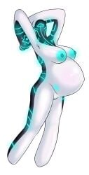 1girls alien anthro ben_10 big_breasts blue chaquetrix female galvanic_mechamorph pregnant pussy solo upgrade