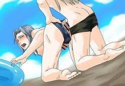 2boys anal beach blush fire_emblem fire_emblem_awakening libra_(fire_emblem) male_only multiple_boys outdoors penis testicles to_shigeru virion_(fire_emblem) yaoi