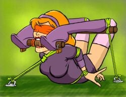 bit_gag blindfold bondage boots breasts daphne_blake gag gagged heels hogtie hogtied rook-07 rope scooby-doo