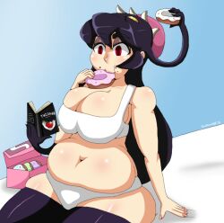 belly big_breasts chubby eating fat fat_ass female filia_(skullgirls) skullgirls touhoufan