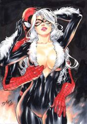 1boy 1girls 2021 big_breasts black_background black_cat_(marvel) bodysuit breasts bursting_breasts chest couple couple_(romantic) couple_love couples curvy curvy_female curvy_figure digital_painting_(artwork) earrings ed_benes ed_benes_studio felicia_hardy female gloves hand_on_breast hand_on_hip hips hourglass_figure hug hug_from_behind light-skinned_female light_skin long_hair love lovers lovers_moment male male/female marvel marvel_comics mask masked masked_female masked_male neck open_bodysuit open_clothes peter_parker pinup red_lipstick romance romantic romantic_couple seductive seductive_look showing_breasts skin_tight spider-man spider-man_(series) superhero superhero_couple superheroine thick thick_breasts thick_lips thick_thighs tight_bodysuit tight_clothes tight_clothing unzipped unzipped_bodysuit voluptuous voluptuous_female white_fur white_hair zipper zipper_pull_tab