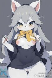 1girls ai_generated deltarune female_only furry grey_hair hi_res pixai temmie_(undertale) undertale white_fur wide_hips