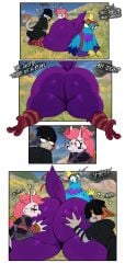 3girls back_view bandana beak bedroom_eyes big_butt bird_feet bird_wings birds breasts budge_(fortnite) colorful eyelashes female fortnite furry galaxy kimiko_(fortnite) looking_at_viewer meow_skulls_(fortnite) pigeon rule_63 sssonic2 thick_thighs wide_hips