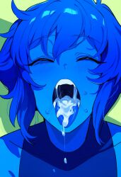 after_oral ai_generated blushing closed_eyes cum cum_dripping cum_in_mouth cum_inside drooling female female_only lapis_lazuli_(steven_universe) open_mouth oral semi-genderless semi-genderless_female steven_universe su_whore_(artist)