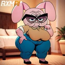 ai_generated anthro cartoon_network clothed clothes elderly elderly_female female_anthro female_furry fur furry furry_female granny granny_jojo joanna_watterson large_breasts non_nude pink_skin pose posing rxmai stable_diffusion standing the_amazing_world_of_gumball