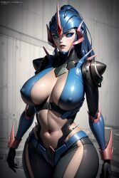 1girls 1robot_girl ai_generated arcee arcee_(prime) armor armored_female blue_eyes blue_hair blue_nipples cleavage clothed cybertronian female female_only long_hair looking_at_viewer metal_breasts nipple_bulge nipples robot robot_girl robot_humanoid roger1011 solo thick_thighs transformers transformers_prime voluptuous voluptuous_female