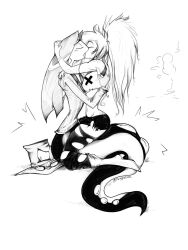 1boy 1girls 2024 2d breasts cherri_bomb_(hazbin_hotel) closed_eyes couple cyclops embrace eyes_closed female hat hazbin_hotel heels kissing monochrome nipples shoes sir_pentious_(hazbin_hotel) sketch snake twiggietime vivienne_medrano watermark wholesome