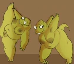 1girls 2d 2girls alphys breasts chubby completely_nude completely_nude_female female female_only humanoid lizard_girl lizard_humanoid nude nude_female oxkingky pussy scalie solo tagme undertale undertale_(series)