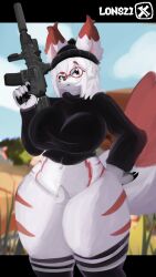 1girls black_clothing breasts dogethelol furry gun long_sleeves lons212 no_visible_genitalia roblox roblox_avatar robloxian tagme thick_thighs thighhighs thighs