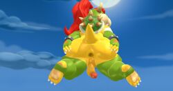 3d 3d_(artwork) anthro anthro_only anus ass_spread asshole bowser_jr. feet femboy gay hinjy4 mario_(series) night nintendo presenting_anus stockings thick_thighs