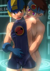 2boys artist_request brothers incest lan_hikari male male_only mega_man mega_man_battle_network megaman.exe yaoi