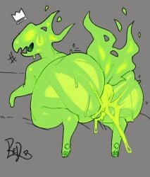 ass asshole balls cum cum_in_ass cum_in_pussy cum_inside female female_only green green_body green_cum green_skin horror_(nuclear_throne) jagged_mouth jagged_teeth large_ass looking_back looking_back_at_viewer no_eyes nuclear_throne pawpads paws penis pussy redactedinlight sweat sweaty sweaty_ass sweaty_butt tail vein veiny_penis