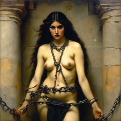 ai_generated belly black_hair breasts curvaceous curvy fire lips long_hair medium_breasts navel seductress william_bouguereau