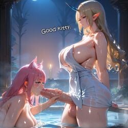 2futas absurd_res ai_generated amiiari big_breasts big_penis blowjob blue_eyes blue_hair blunt_bangs breasts cat_ears cat_girl cat_tail catgirl cum_on_face detailed dickgirl dripping erection fellatio female fleurdelys_(wuthering_waves) futanari good_girl highres horn huge_breasts intersex koneko_dolls large_penis long_penis massive_penis mommy mommy_dom mommy_kink oral partially_submerged penis penis_to_the_knees pink_hair pool precum precum_drip precum_string sauna skindentation sucking sucking_penis tall testicles thick_thighs towel uncensored water wuthering_waves