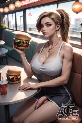 1futa abs ai_generated balls big_balls big_breasts breasts burger burgers cum cumming curvy dickgirl erect_penis erection futa_only futa_sans_pussy futanari hamburger hamburgers huge_cock looking_at_viewer nsfw penis perfect_body precum ready_to_fuck small_waist smile solo taceee testicles