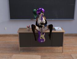 anthro anthro_(artist) bass_guitar breasts classroom domestic_ferret female furry guitar mammal musical_instrument mustelid musteline nipples nude plucked_string_instrument school solo string_instrument true_musteline weasel