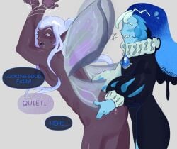 bondage clothed_male cookie_run cookie_run_kingdom elder_faerie_cookie fairy_wings male naked shadow_milk_cookie teasing
