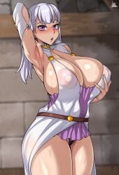 1girls absurd_res areolae armpits big_breasts black_clover black_panties breasts breasts_bigger_than_head clothed curvy gigantic_breasts hi_res hourglass_figure huge_breasts jmg large_breasts miniskirt nipples no_bra noelle_silva panties purple_eyes silver_hair thick_thighs thighs twintails upskirt voluptuous