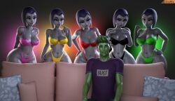 1boy 3d 5girls beast_boy big_ass big_breasts breasts bust busty cambion chest curvaceous curvy curvy_figure dc dc_comics demon demon_girl fat_ass female forehead_jewel garfield_logan green-skinned_male green_body green_skin grey-skinned_female grey_body grey_skin half_demon hero heroine hips hourglass_figure huge_ass huge_breasts human large_ass large_breasts male male/female meme metahuman multiple_girls piper_perri_surrounded purple_hair rachel_roth raven_(dc) smitty34 straight teen_titans thick thick_hips thick_legs thick_thighs thighs top_heavy voluptuous waist wide_hips