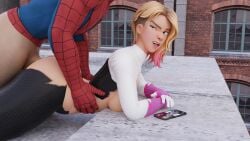 1boy 1girls 3d ahe_gao ahegao_face anal anal_insertion anal_sex female gwen_stacy light-skinned_female light-skinned_male male marvel older_man_and_teenage_girl older_penetrating_younger peter_parker phone phone_call phone_screen sex skelly3d spider-gwen spider-man spider-man:_across_the_spider-verse spider-man:_into_the_spider-verse superhero superhero_costume superheroine