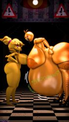 2girls 3d 3d_(artwork) android android_girl animatronic barefoot big_ass big_breasts big_nipples checkered_floor chica_(cally3d) chica_(fnaf) chiku completely_nude completely_nude_female fazclaire's_nightclub female female_only female_pred fishnet_legwear fishnets five_nights_at_freddy's five_nights_at_freddy's_2 fredina's_nightclub full_body groan gurgle_(sound_effect) gurgling gurgling_noise heels huge_ass huge_belly huge_breasts inverted_eyes mega2109 multiple_girls naked naked_female nude nude_female post_digestion post_vore staredown toy_chica_(cyanu) toy_chica_(fnaf) violet_eyes vore vore_belly yellow_hair yellow_skin