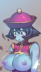 1girls blue_skin breasts breasts_out cleavage darkstalkers female female_only gkfkqkch1 hsien_ko jiangshi lei-lei lei_lei nipples purple_hair torn_clothes wardrobe_malfunction