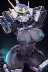 1robot_girl ai_generated armor armored_female blue_eyes blue_nipples cybertronian female female_only looking_at_viewer metal_breasts nipples roger1011 strongarm_(transformers) transformers