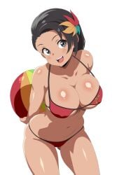 1girls alternate_version_available azucena_milagros_ortiz_castillo beach_ball big_breasts bikini black_hair core_rincon dark-skinned_female dark_skin erect_nipples erect_nipples_under_bikini female female_only flower_in_hair gray_eyes latina namco peruvian_female short_hair smile tekken tekken_8 voluptuous voluptuous_female