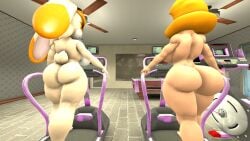 2girls 3d 3d_(artwork) ass barefoot big_ass big_breasts breasts completely_nude completely_nude_female female female_only kskwjdjsj miss_delight naked naked_female nude nude_female poppy_playtime sfm sonic_(series) sonic_the_hedgehog_(series) treadmill vanilla_the_rabbit walking