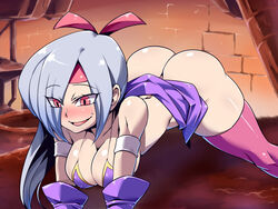 1girls blush cleavage female gloves hair_over_one_eye red_eyes shantae shantae_and_the_pirate's_curse silver_hair smile smooth_skin solo squidsmith tsuki_wani tsukiwani tukiwani wayforward