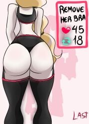 ass back_view bra charlie_morningstar_(hazbin_hotel) hazbin_hotel last_u17 panties stockings strip_game