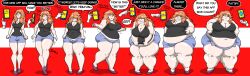 1girls 2024 bbw belly belly_button belly_expansion big_ass big_belly big_breasts big_butt big_hips big_thighs chubby chubby_belly chubby_cheeks chubby_female cleavage color curvy device dialogue expansion exposed_torso fat fat_arms fat_ass fat_belly fat_butt fat_cheeks fat_face fat_female fat_legs fat_thighs forced_weight_gain front_view growth growth_sequence huge_ass huge_belly huge_breasts huge_hips huge_thighs kageyragey large_ass large_belly large_breasts large_butt large_hips large_thighs obese obese_female overweight overweight_female phone phone_app plump puffy_cheeks red_hair sequence shorts simple_background solo_female text text_bubble torn_clothes torn_clothing voluptuous voluptuous_female weight_gain wide_hips