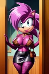 1girls ai_generated anthro ass bikini breasts female fishnet_stockings hedgehog lipstick magenta_fur mobian_(species) pink_hair purse rodent seductive seductive_look sega skirt smile sonia_the_hedgehog sonic_(series) sonic_the_hedgehog_(series) sonic_underground thighs