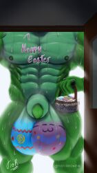 2024 9:16 abs alternate_version_at_source animal_genitalia anthro balls basket biceps big_balls big_muscles big_penis bodypaint claws container dialogue digital_media_(artwork) door dragon easter easter_egg egg english_text genitals green_balls green_body green_penis green_skin hi_res holidays hyper leg_muscles male male_only muscular muscular_anthro muscular_male musk musk_clouds musk_fetish musky_balls mythological_creature mythological_scalie mythology nipples nude open_door outside painted_balls pecs penis penis_tip scalie sheath signature solo solo_male text tiotiored widescreen wingless_dragon